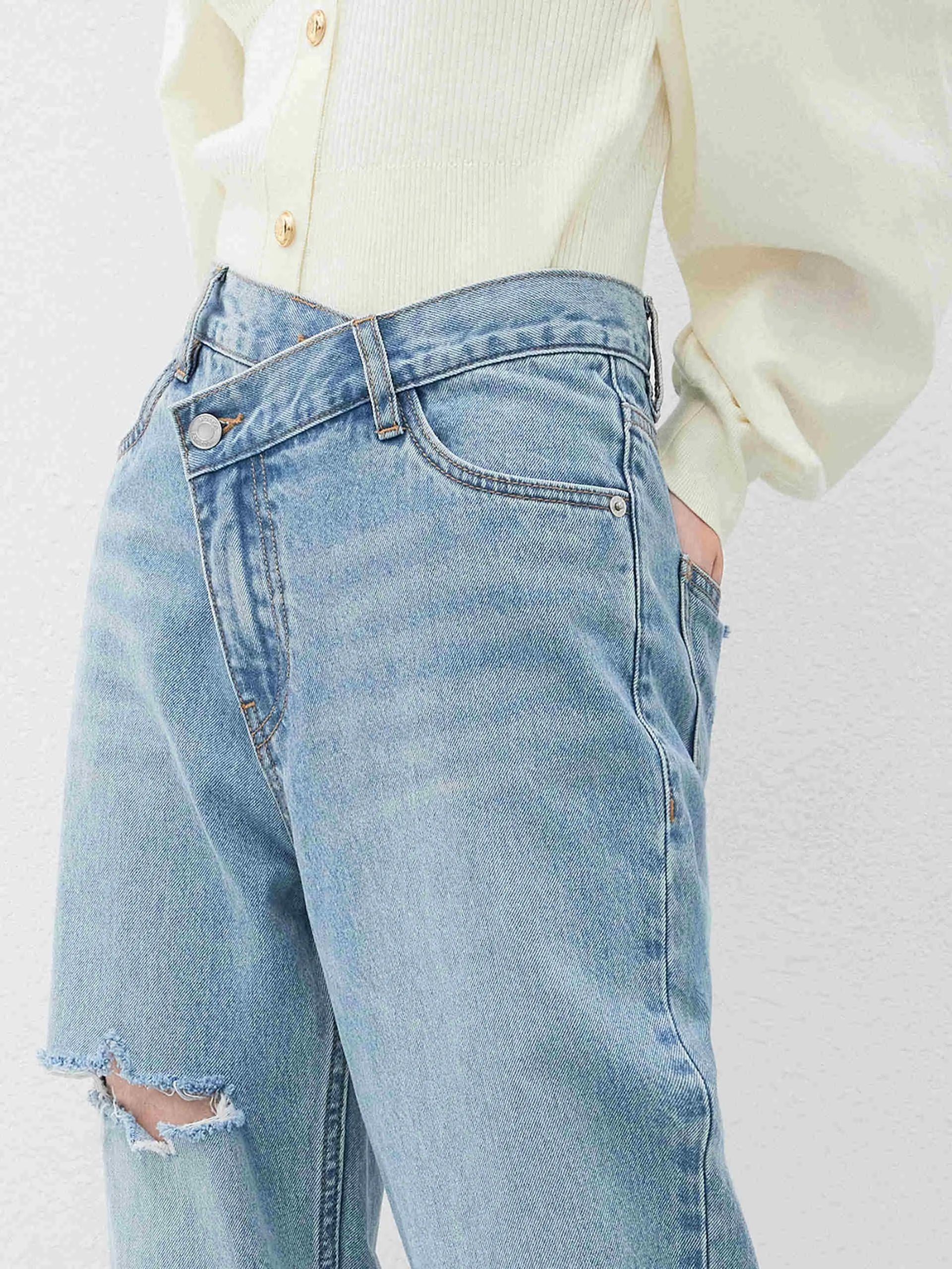Asymmetric Ripped Jeans