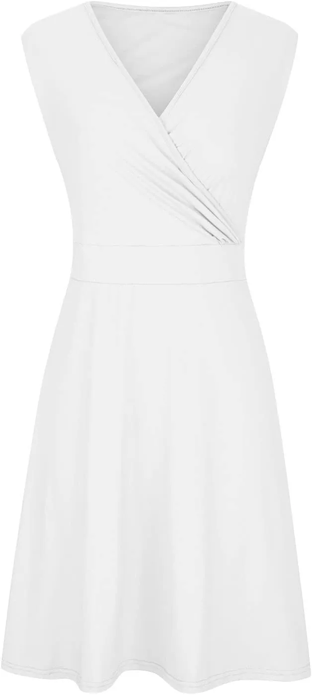 Binmer Womens Plus Size Dresses Sleeveless/Short Sleeve Wrap V-Neck Sundress Casual Summer Wedding Cocktail Dress with Pocket