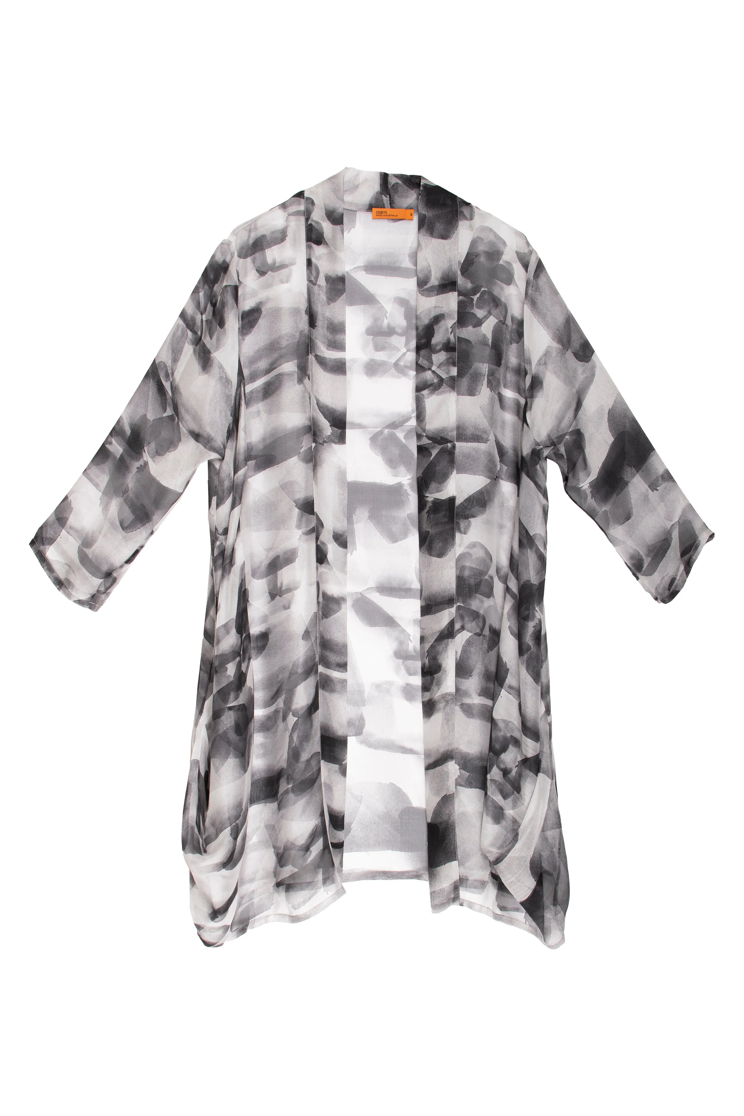 Black & White Side Drape Long Duster 3261
