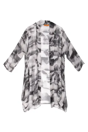 Black & White Side Drape Long Duster 3261