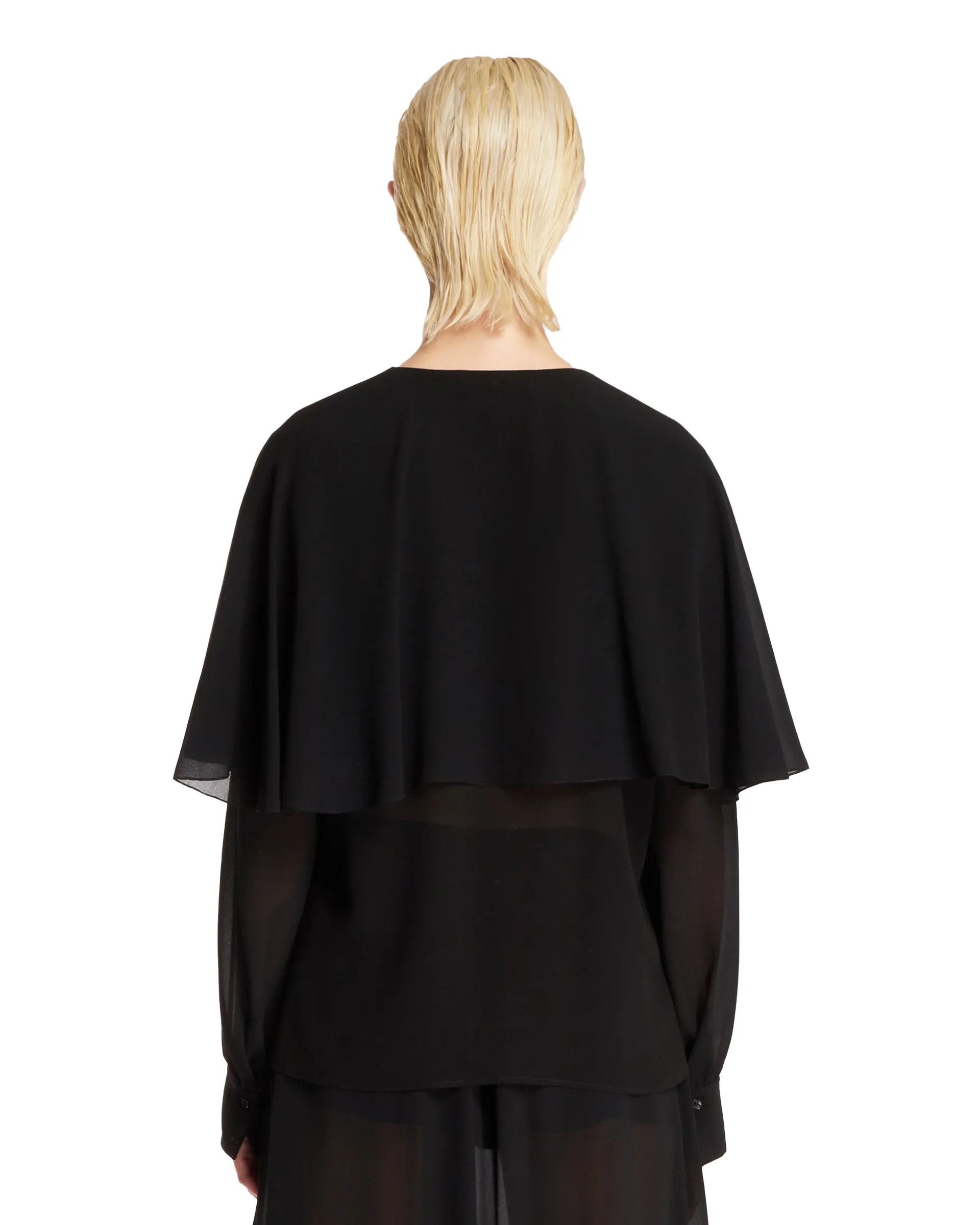 Black Cape Silk Blouse