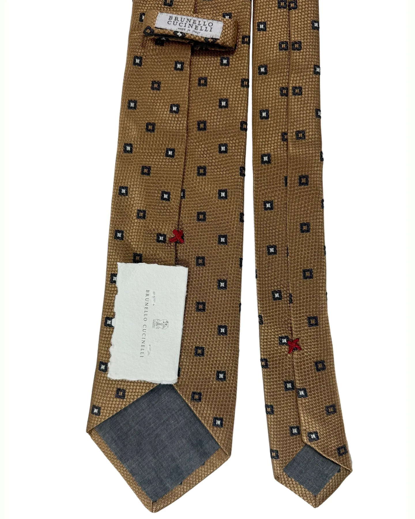 Brunello Cucinelli Silk Necktie Brown Mini Squares