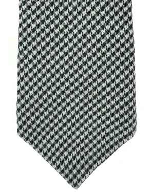Brunello Cucinelli Wool Silk Tie Black White Houndstooth