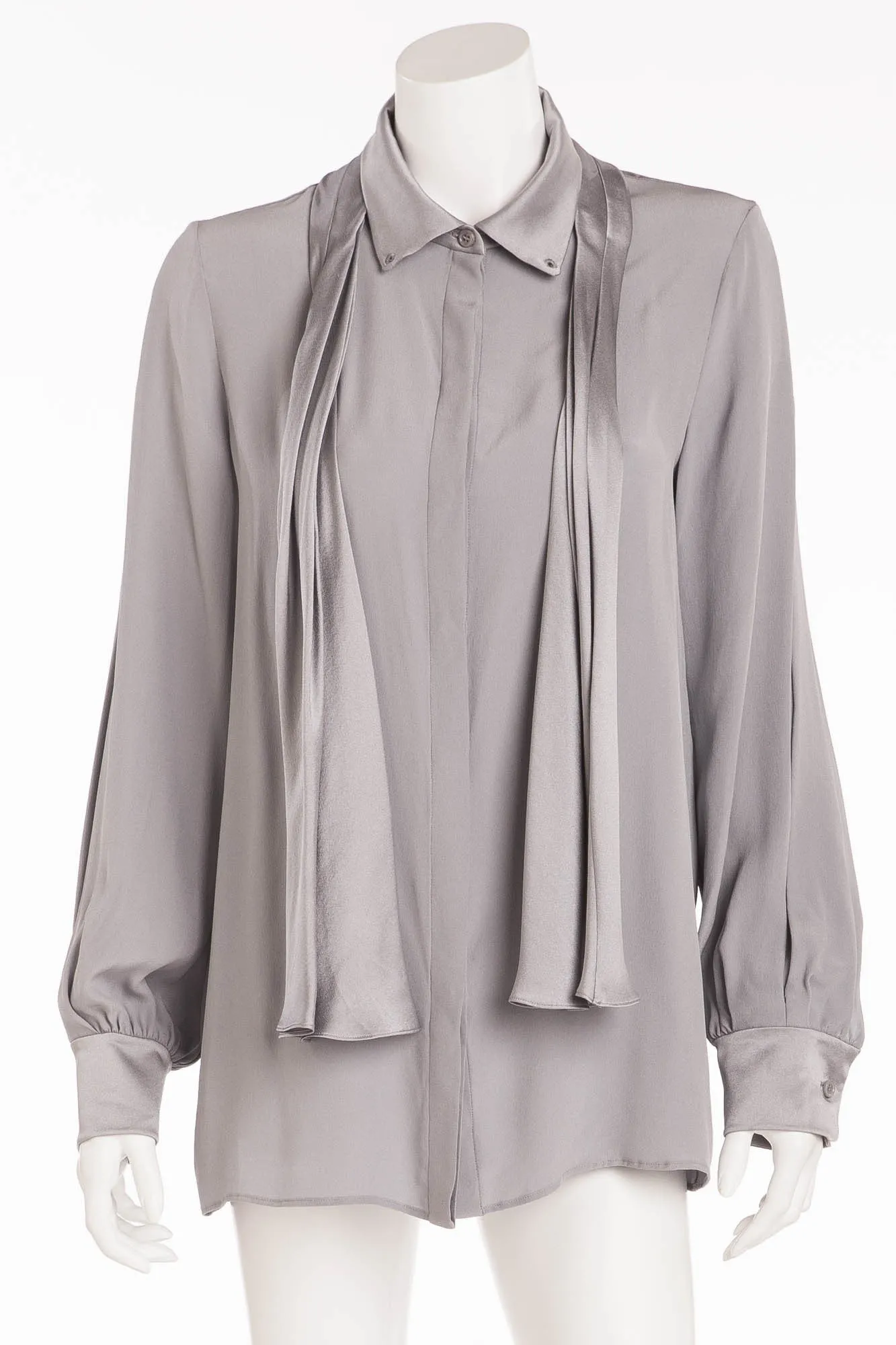 Chloe - Light Gray Blue Button Up Long Sleeve Shirt - FR 40