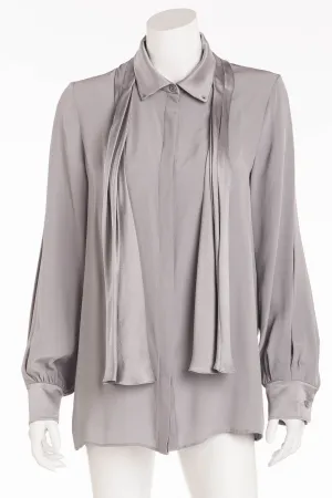 Chloe - Light Gray Blue Button Up Long Sleeve Shirt - FR 40
