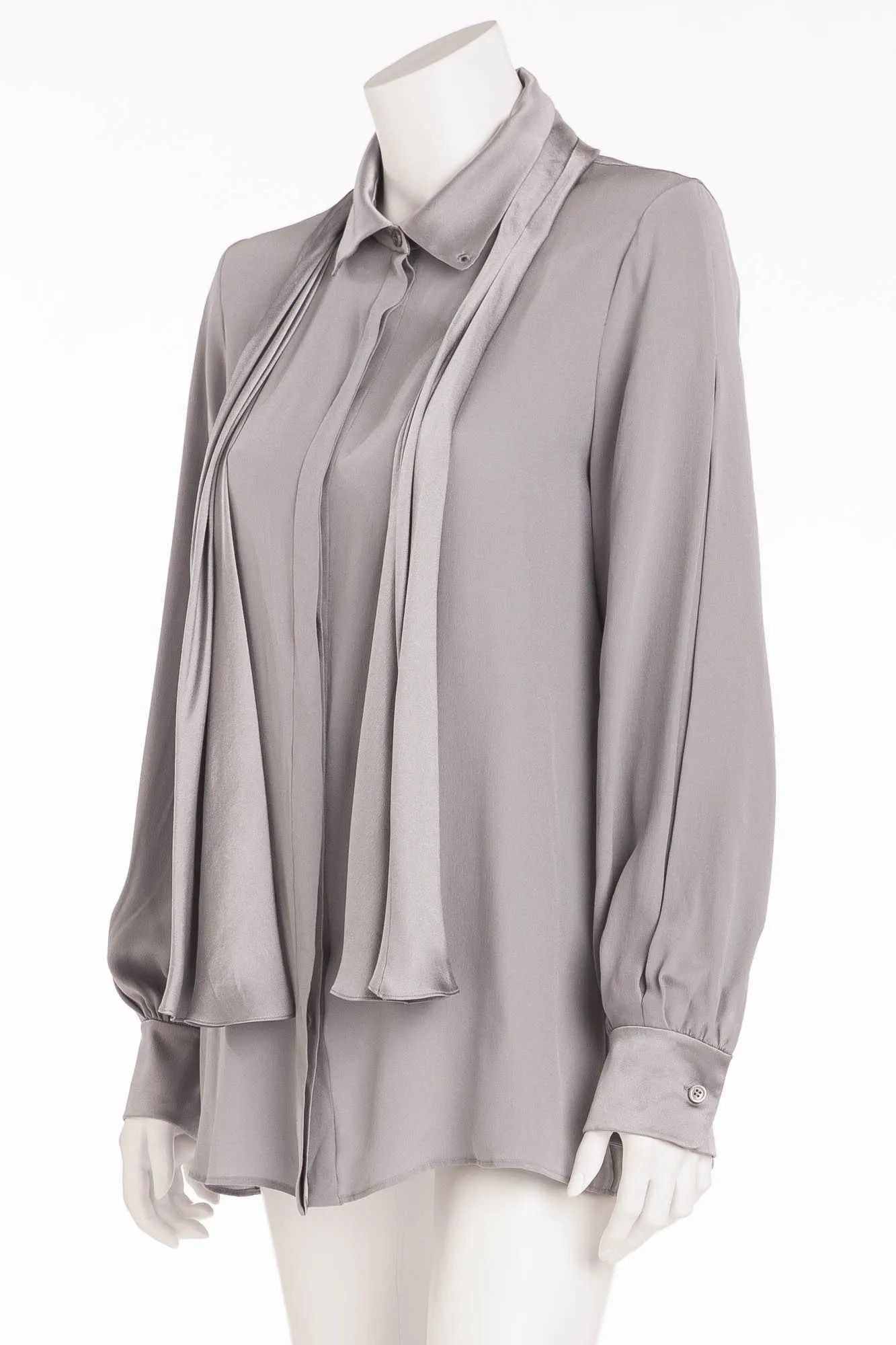 Chloe - Light Gray Blue Button Up Long Sleeve Shirt - FR 40
