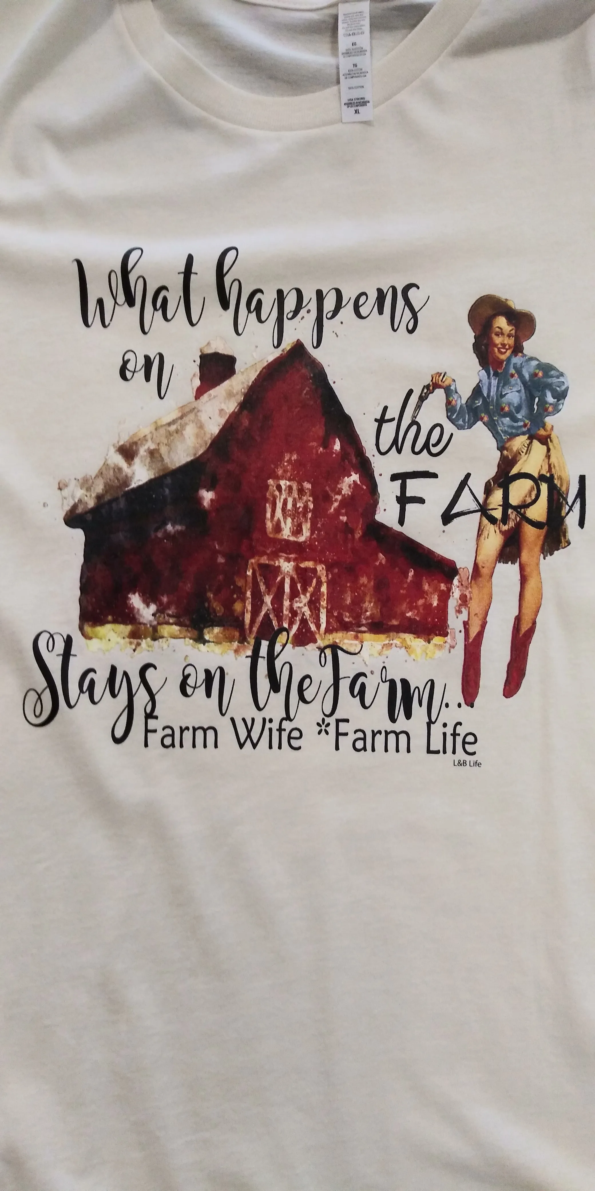 Cream What Happens On The Farm Tee