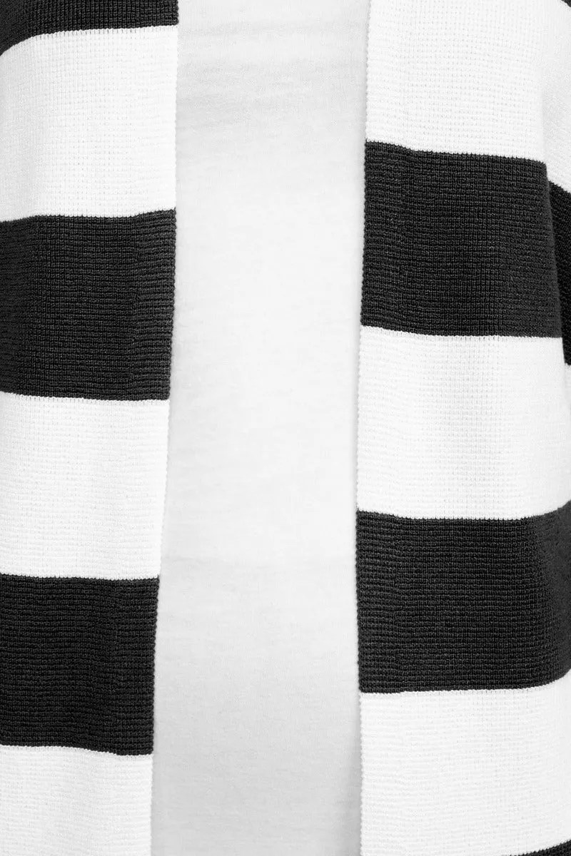Cyrus Knits Open Front Long Sleeve Stripe Pattern Knit Cardigan