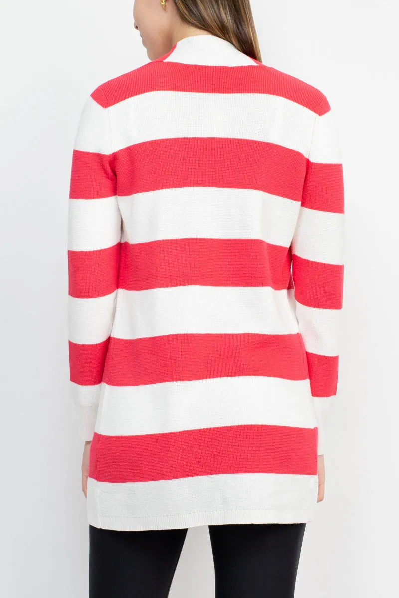 Cyrus Knits Open Front Long Sleeve Stripe Pattern Knit Cardigan