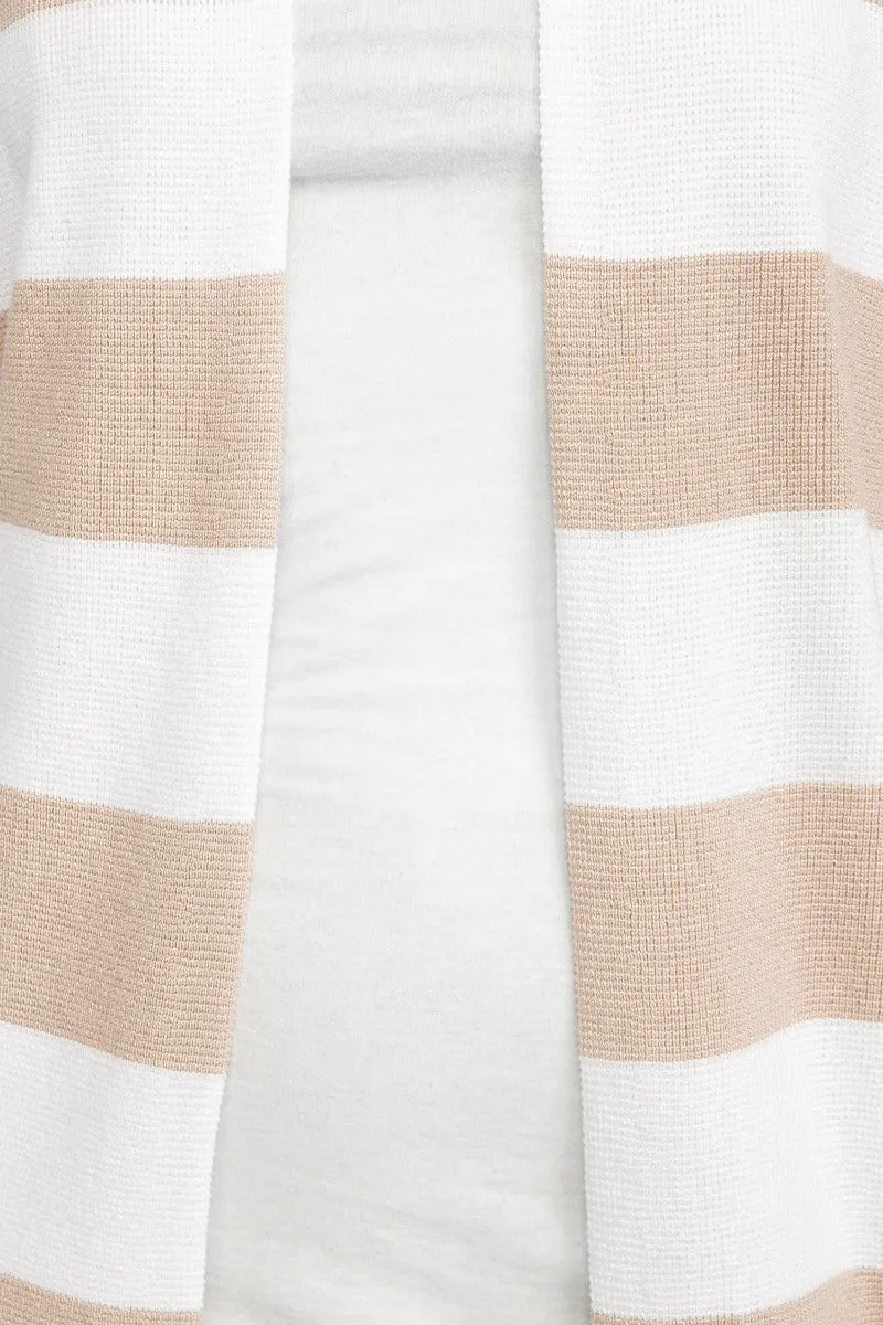 Cyrus Knits Open Front Long Sleeve Stripe Pattern Knit Cardigan