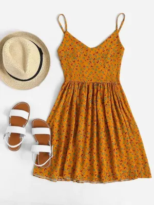 Dunnmall Ditsy Print Smock Cami Dress