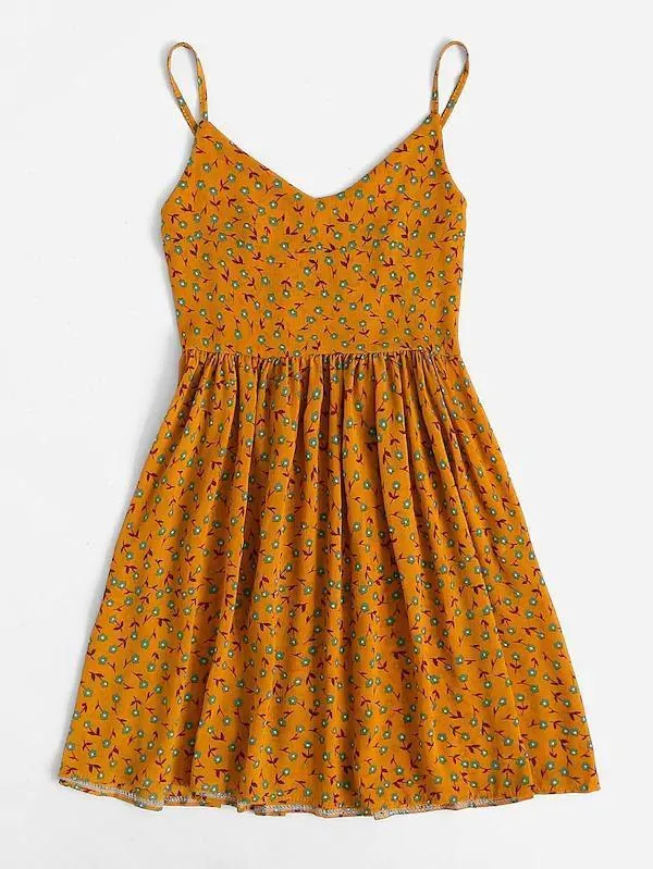 Dunnmall Ditsy Print Smock Cami Dress