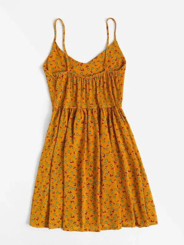 Dunnmall Ditsy Print Smock Cami Dress