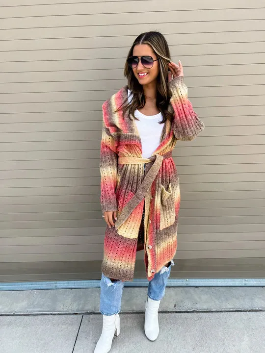 Duster Length "Celine" Cardigan with Belt by Blakeley