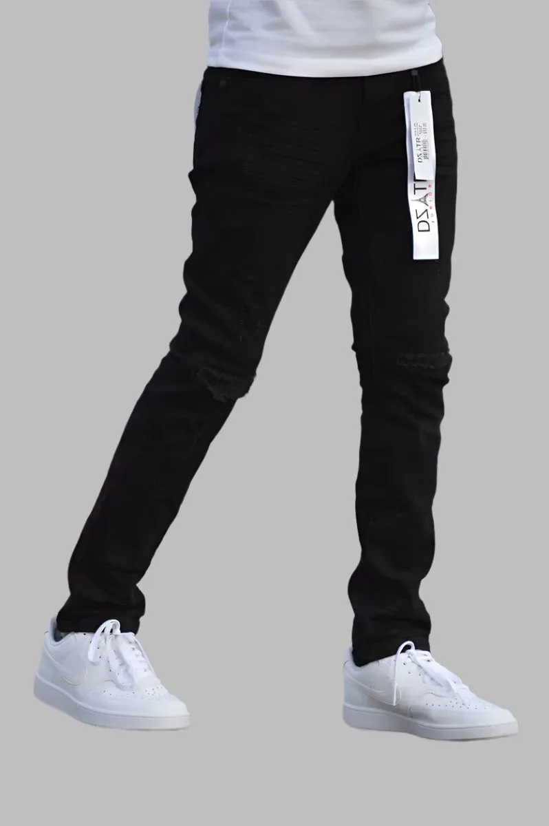 DZTR 3D Ripped Jeans (Black) - DZTR-K-005BLK