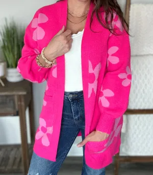 Enough Anyways Floral Cardigan in Pink