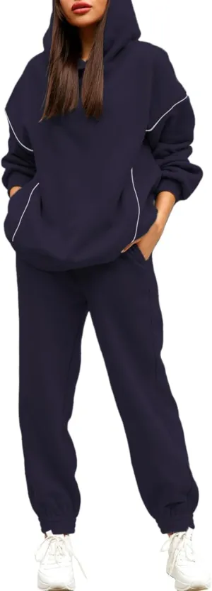 Fixmatti Women Hoodies Tracksuit Long Sleeve Sweatshirts Jogger Pant 2 Piece Outfits