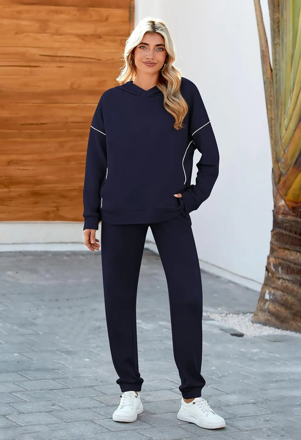 Fixmatti Women Hoodies Tracksuit Long Sleeve Sweatshirts Jogger Pant 2 Piece Outfits