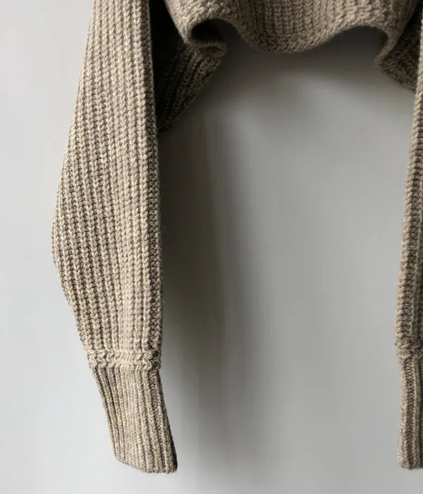 FUMIKA_UCHIDA/3G Mix Shetland/SHAWL-COLLAR SLEEVE SWEATER(YELBGE/BANANA)