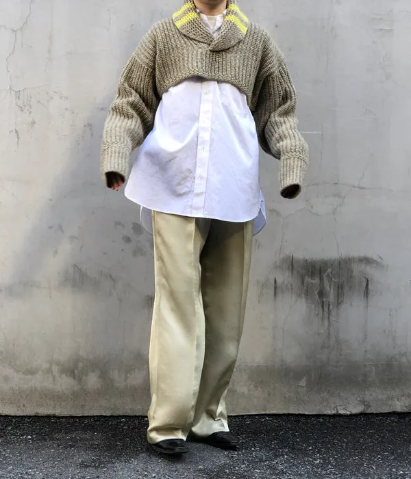 FUMIKA_UCHIDA/3G Mix Shetland/SHAWL-COLLAR SLEEVE SWEATER(YELBGE/BANANA)
