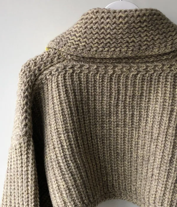 FUMIKA_UCHIDA/3G Mix Shetland/SHAWL-COLLAR SLEEVE SWEATER(YELBGE/BANANA)
