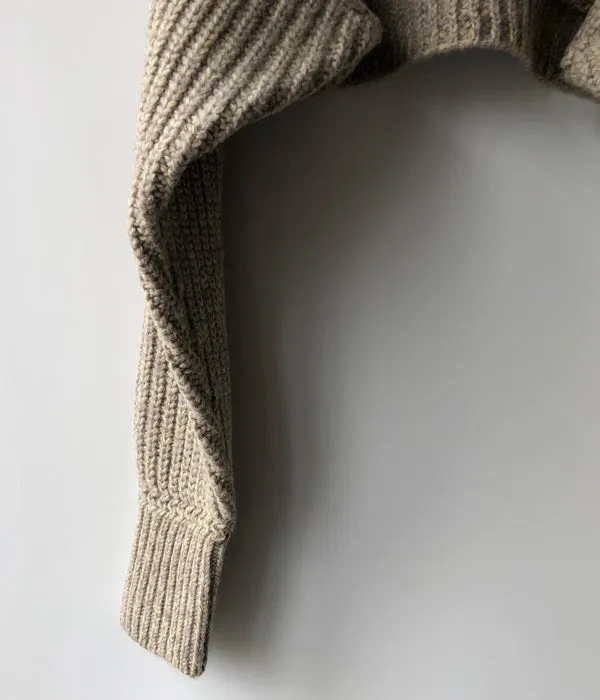 FUMIKA_UCHIDA/3G Mix Shetland/SHAWL-COLLAR SLEEVE SWEATER(YELBGE/BANANA)