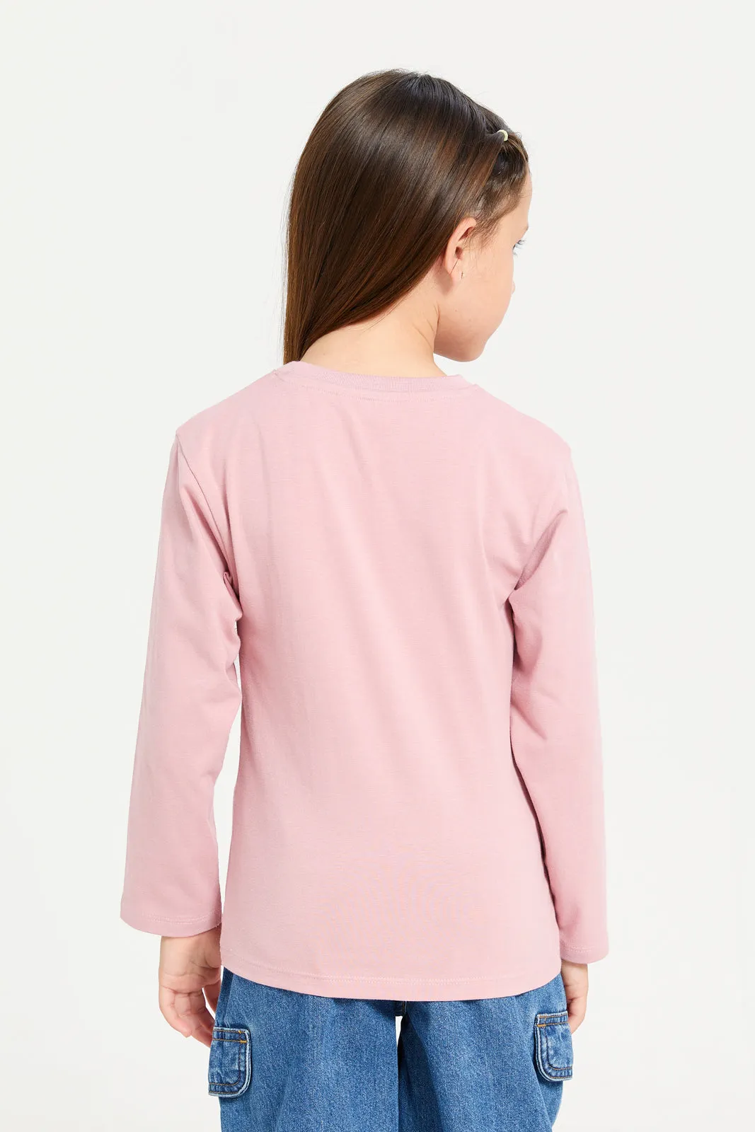 Girls Pink Embellished Sweatshirt