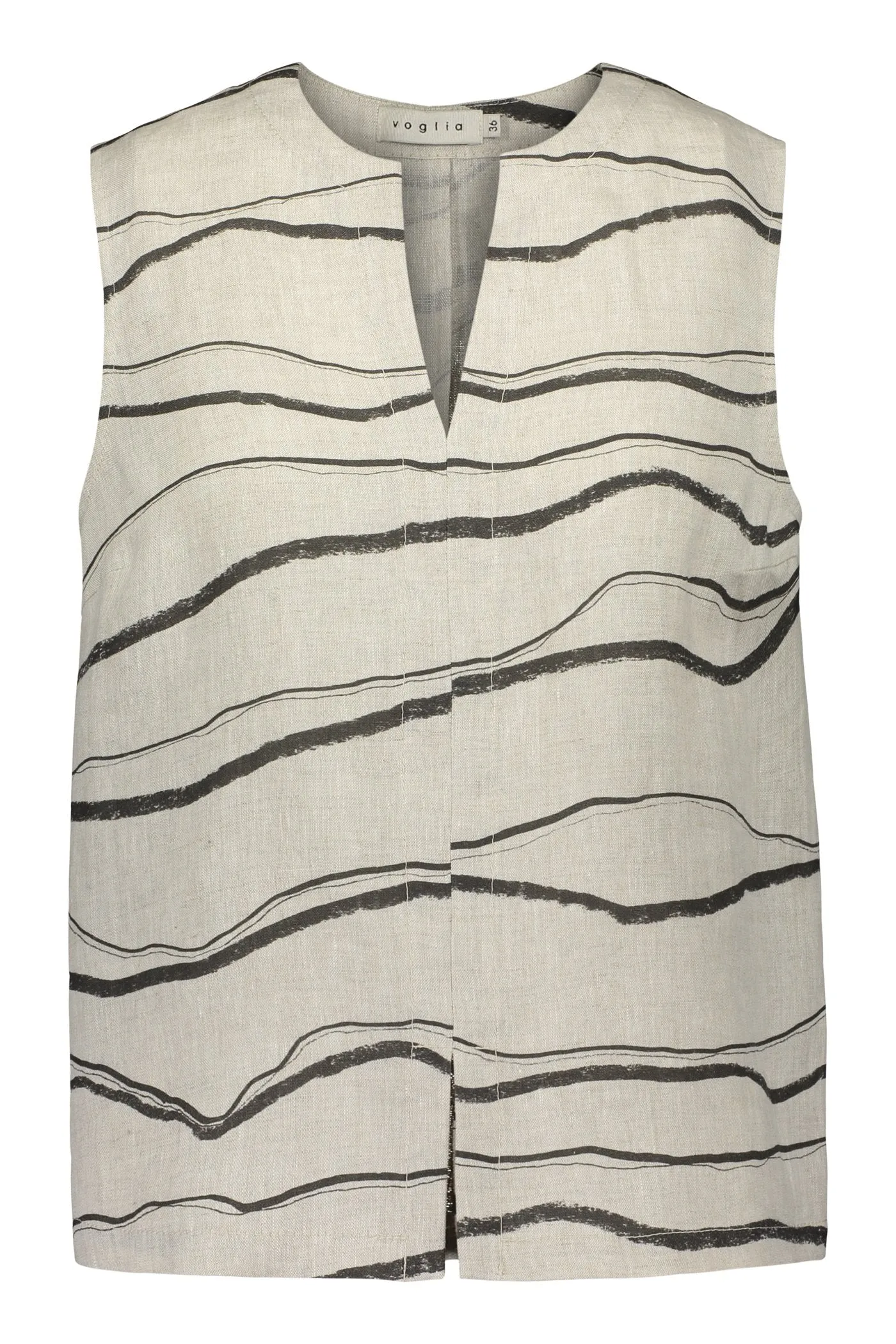 Grace Striped Linen Top Sand / Black