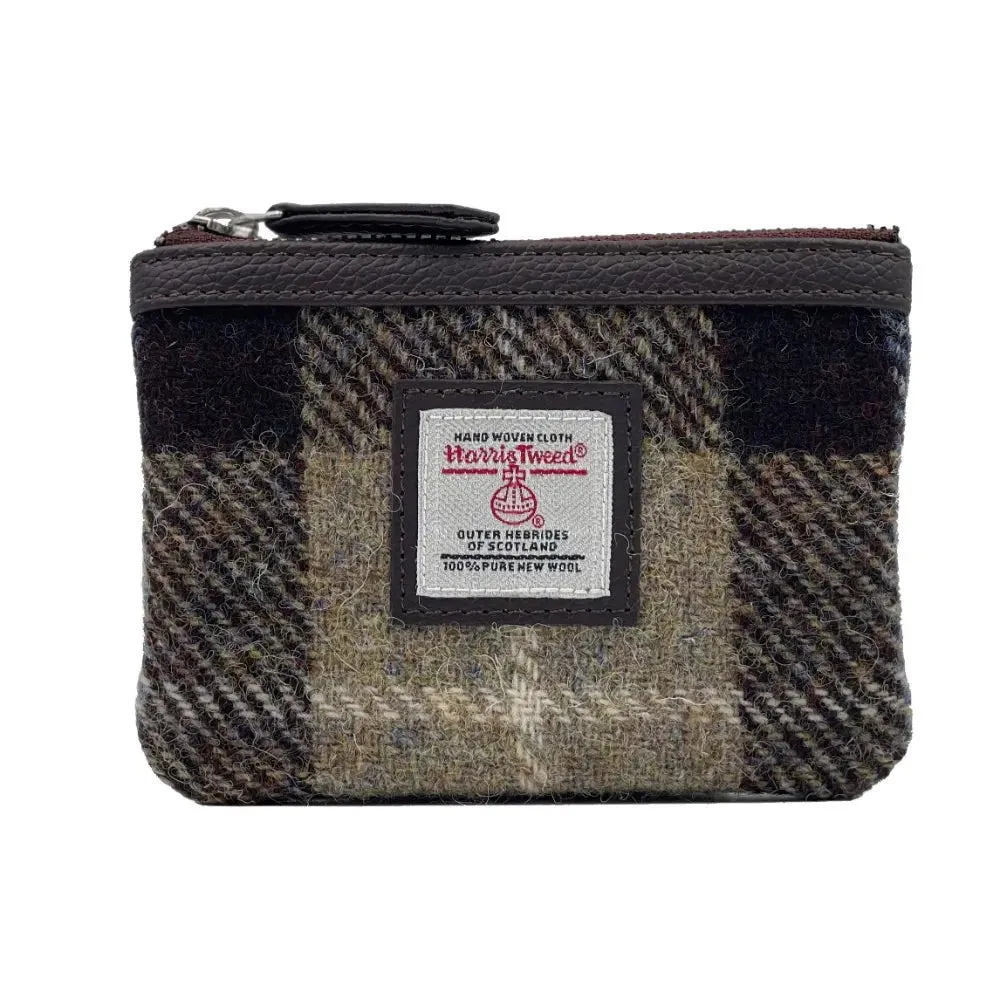 Harris Tweed Coin Purse In Blue & Brown Check