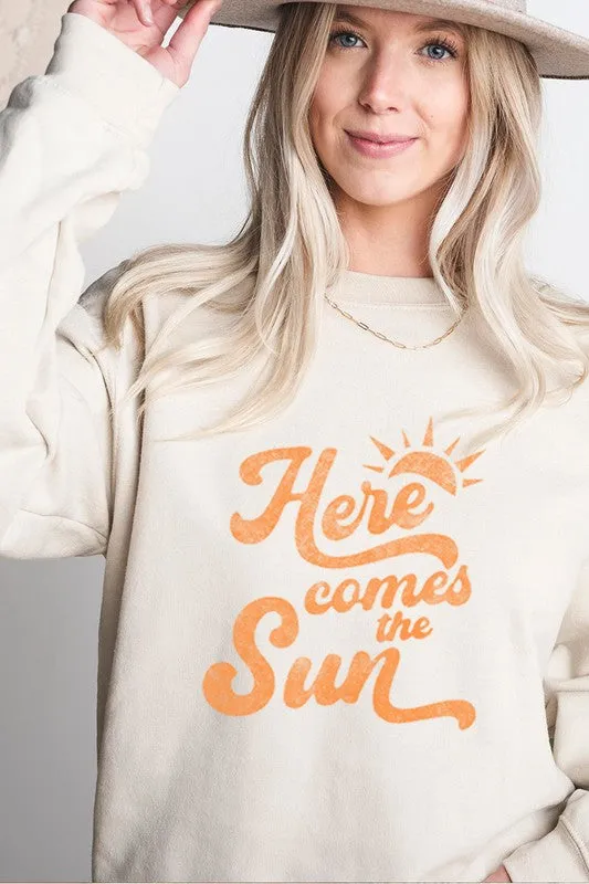 HERE COMES THE SUN Graphic Print Women Top