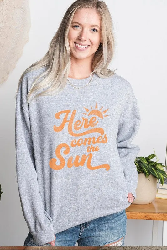 HERE COMES THE SUN Graphic Print Women Top