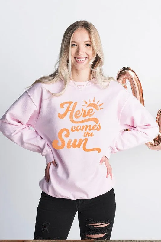HERE COMES THE SUN Graphic Print Women Top