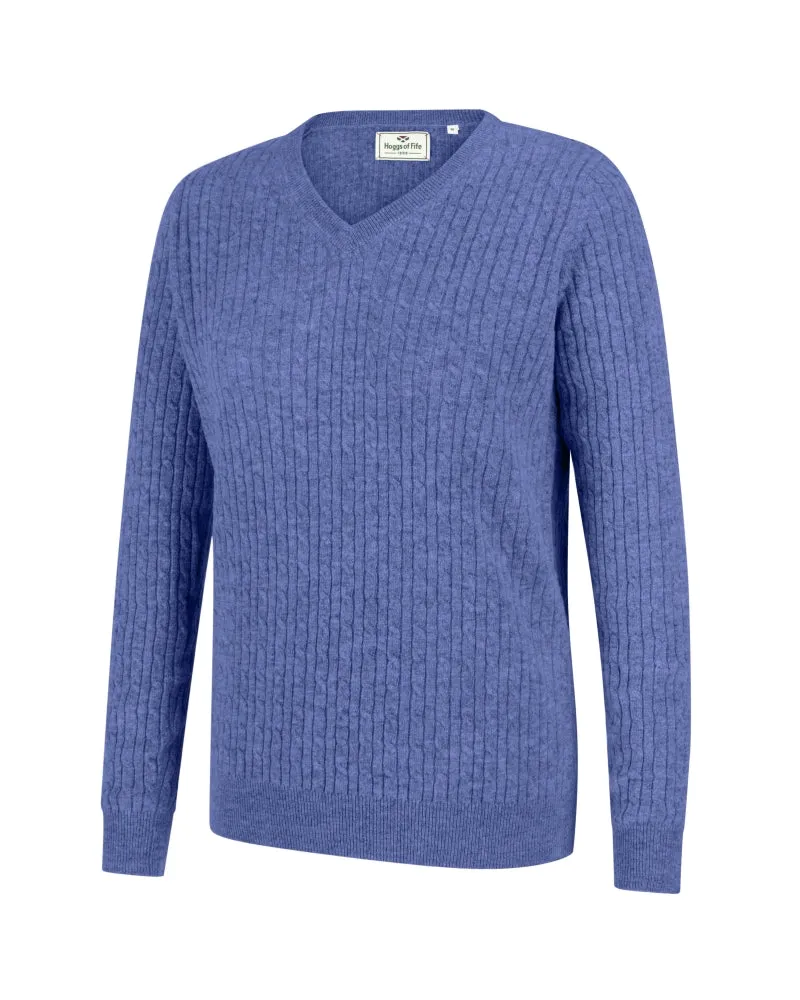 Hoggs Lauder Womens Cable V-Neck Jumper