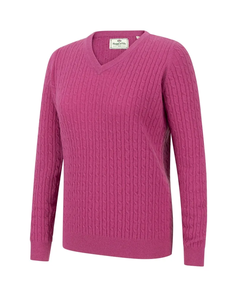 Hoggs Lauder Womens Cable V-Neck Jumper