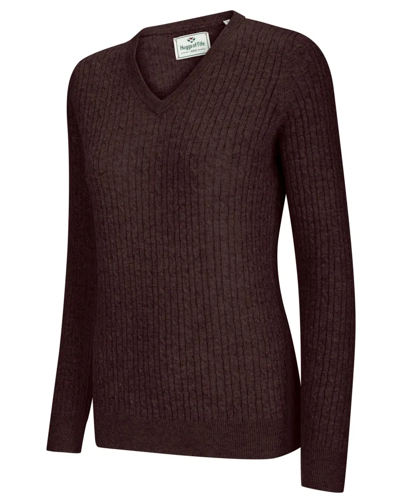 Hoggs Lauder Womens Cable V-Neck Jumper