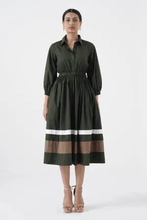Kosher - Shirt collar waist elastic, two contrast stripe - Green