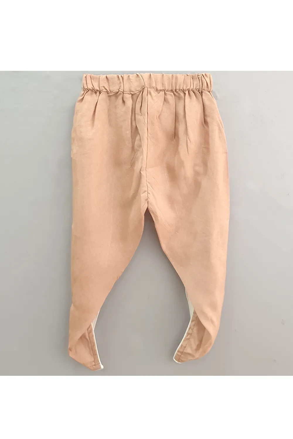 Light brown angrakha peplum kurta with dhoti