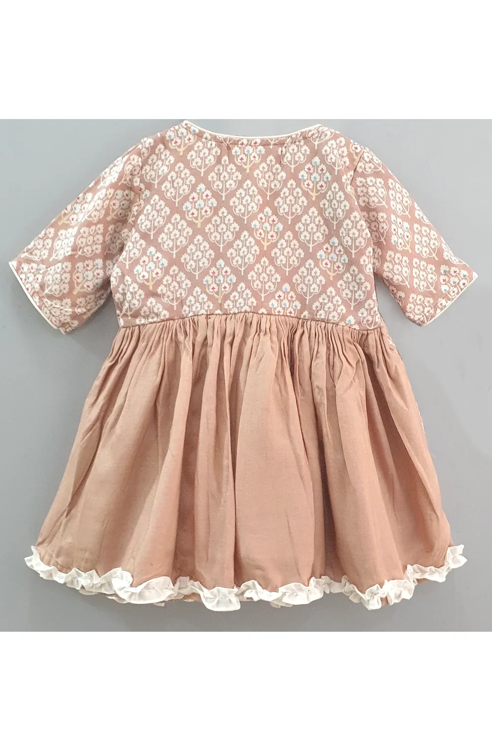 Light brown angrakha peplum kurta with dhoti