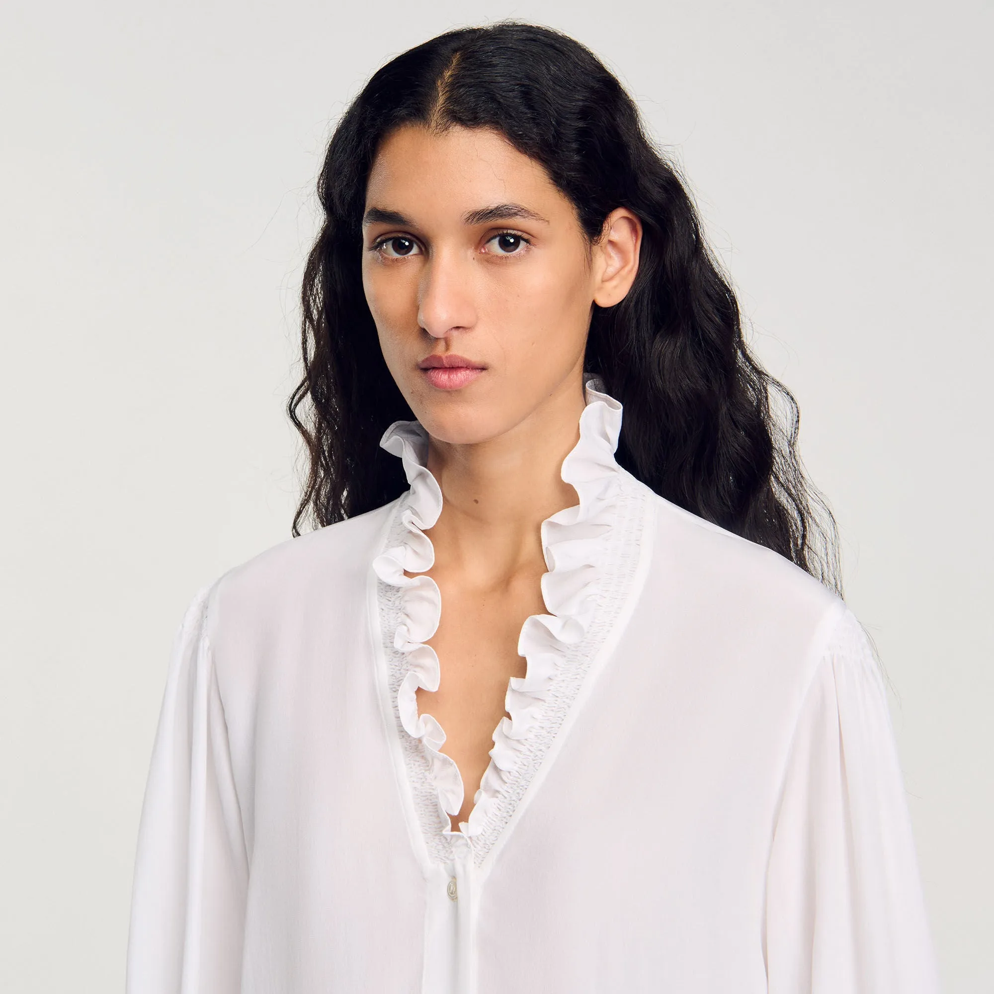 Lisandro Floaty Silk Shirt White