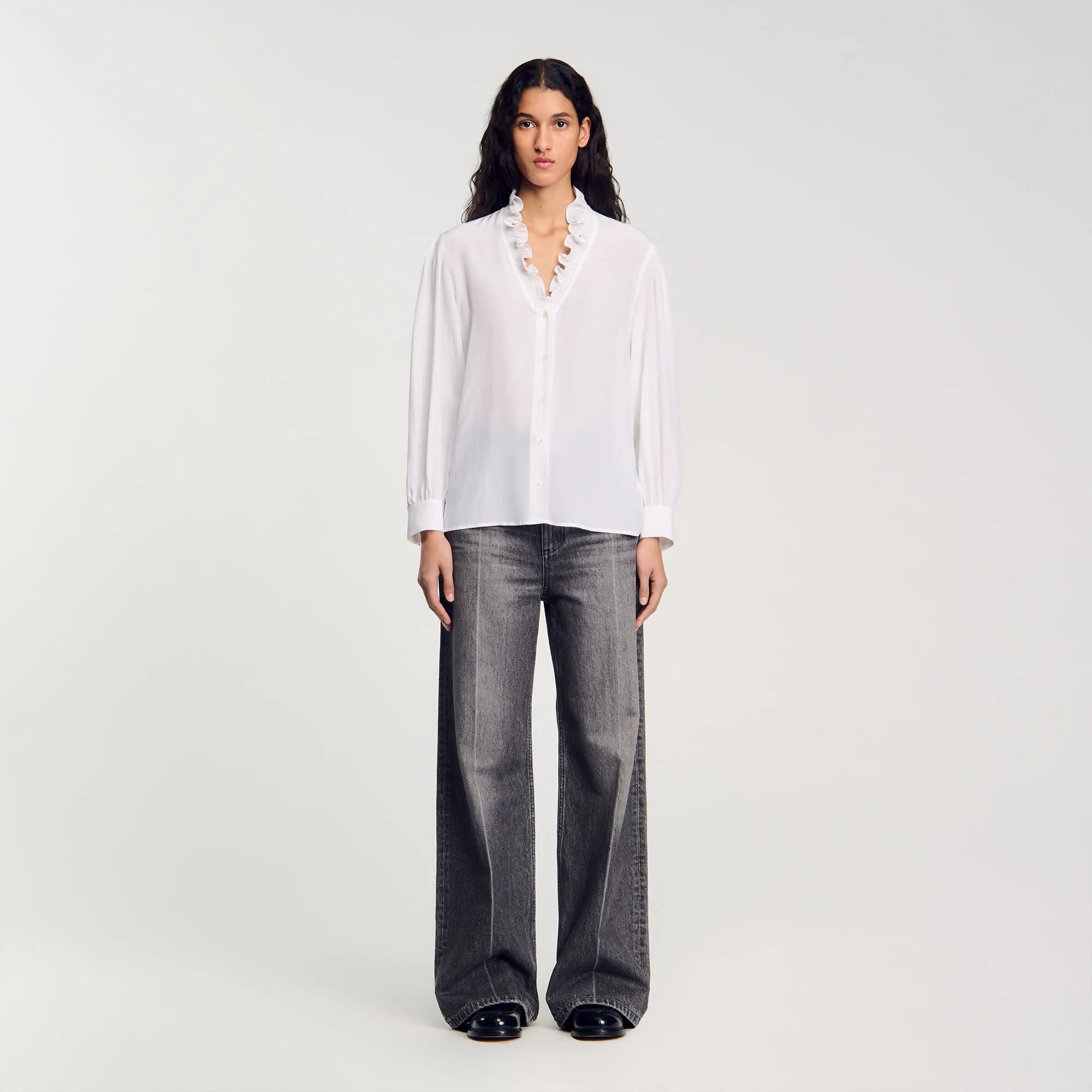 Lisandro Floaty Silk Shirt White