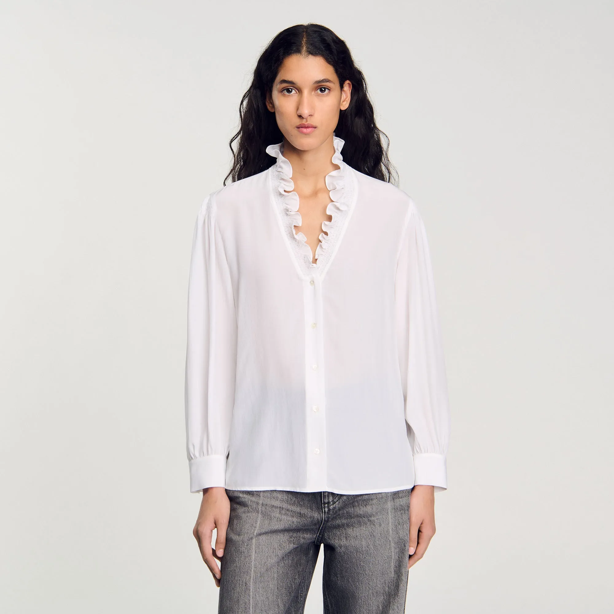 Lisandro Floaty Silk Shirt White