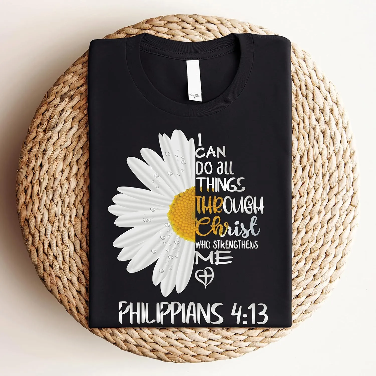 Love in Faith Christian Shirts for Women | I Can Do All Things Daisy | Faith Shirts for Women – Christian T Shirts