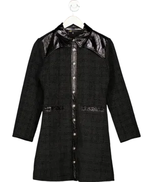 Maje Resun Black Long sleeve tweed mini dressUK 8