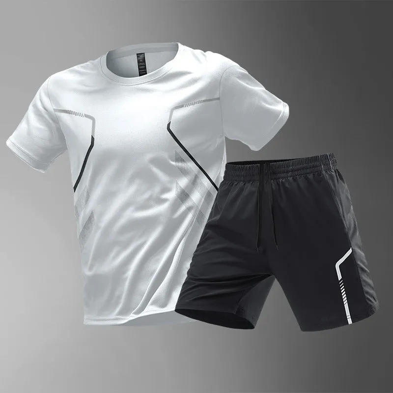 Men Quick-drying Breathable Set , Short and Sleeve Round Neck T-shirts