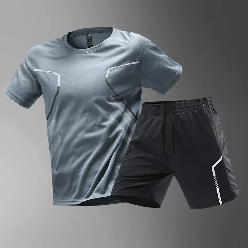 Men Quick-drying Breathable Set , Short and Sleeve Round Neck T-shirts