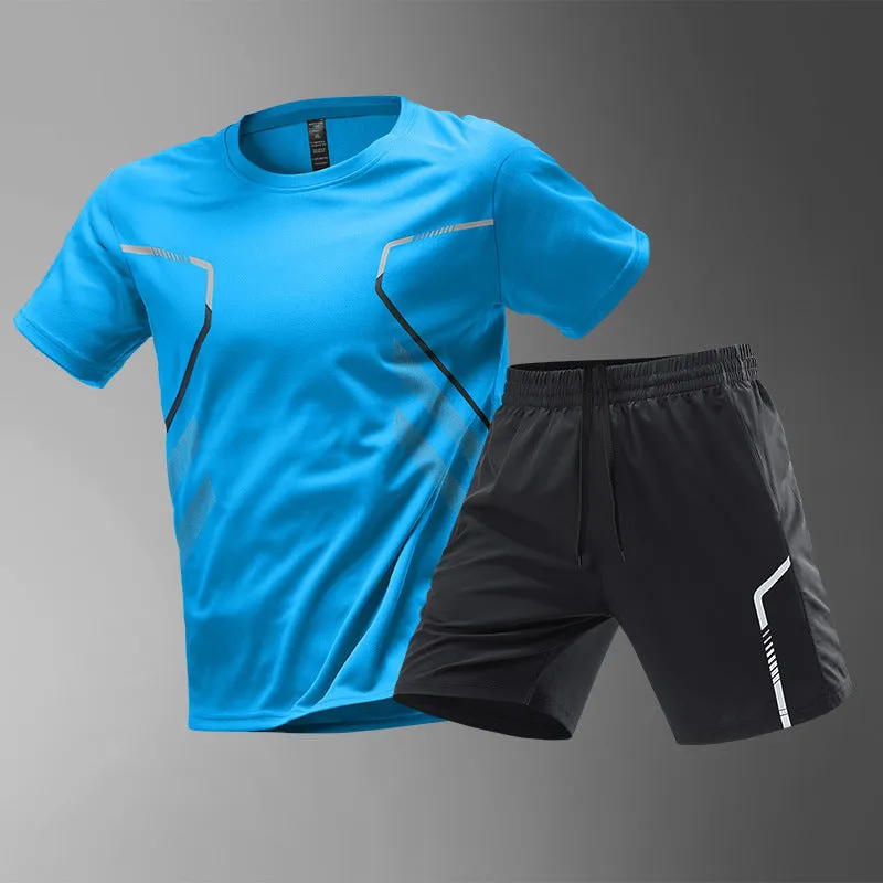 Men Quick-drying Breathable Set , Short and Sleeve Round Neck T-shirts