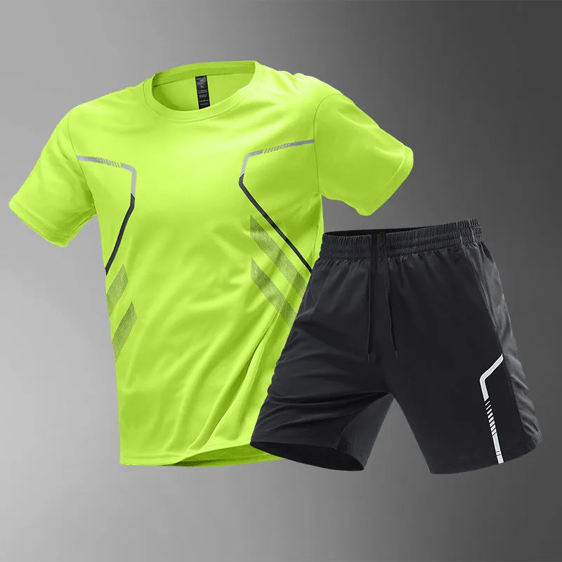 Men Quick-drying Breathable Set , Short and Sleeve Round Neck T-shirts