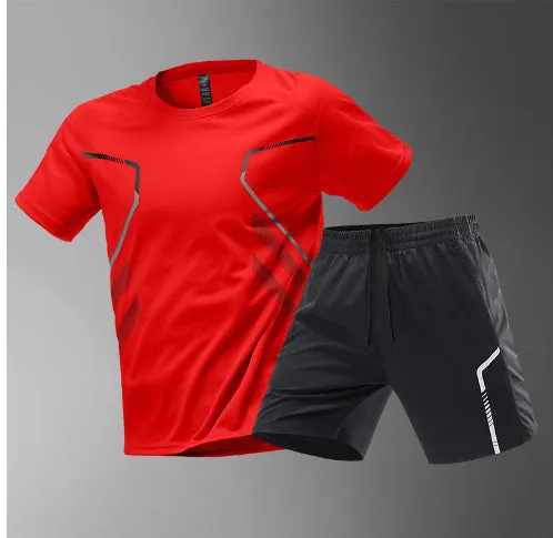 Men Quick-drying Breathable Set , Short and Sleeve Round Neck T-shirts