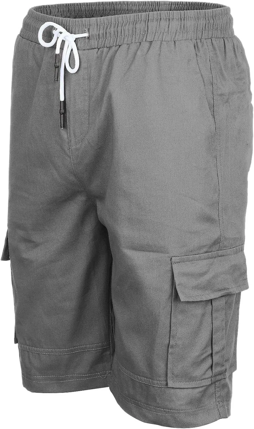 Mens Cargo Shorts Casual Summer Outdoor Hiking Work Shorts with Multi Pockets Fashionable Drawstring Woven Workout Shorts