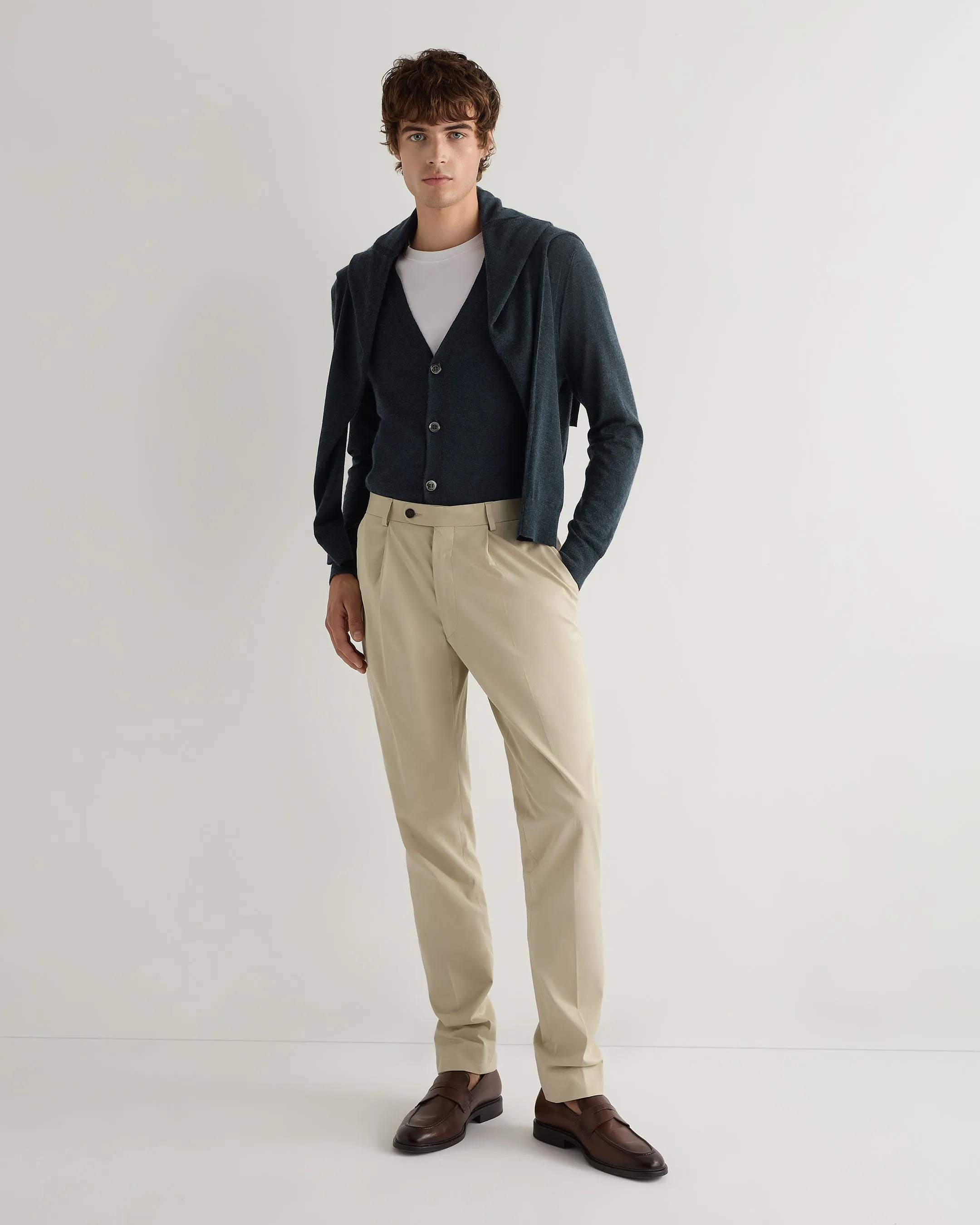 Men's Curzon Fine Gauge Cashmere Cardigan Azurine Blue